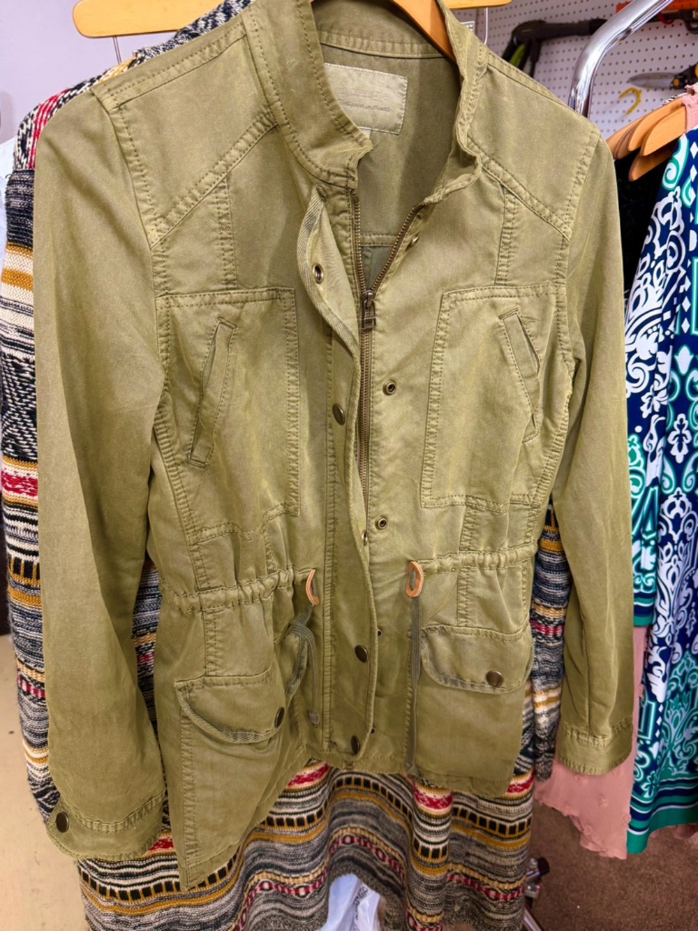 hinge Olive Utility Drawstring Jacket